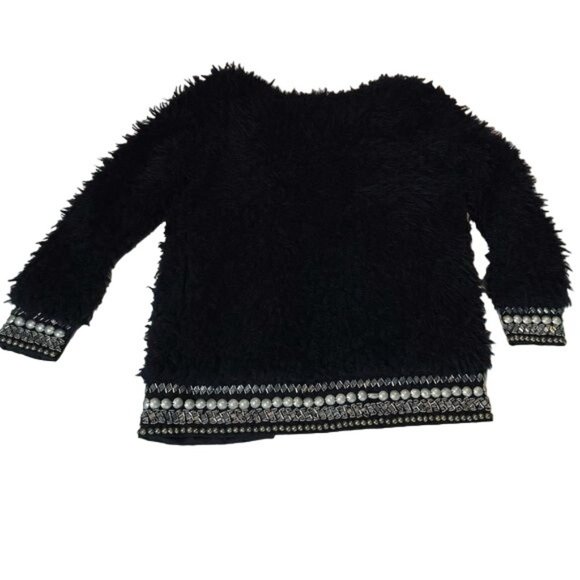 Jessica Simpson Kassidy Embellished Faux-Shearling Black Studded Jacket XS - Picture 12 of 15
